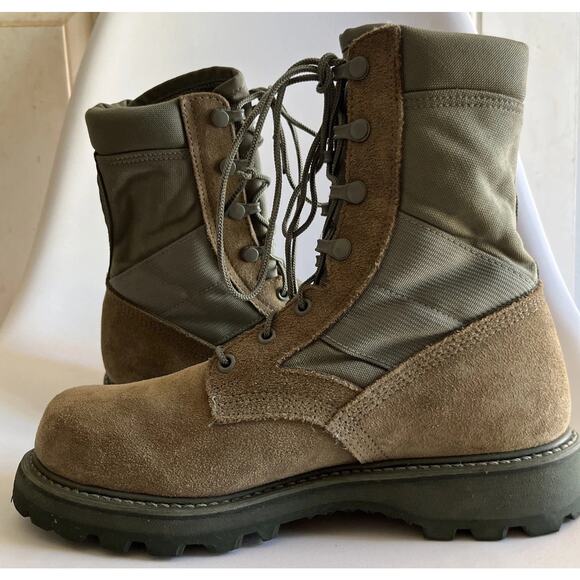 Combat Boots Mondo Mens 7.5 R UFCW Green Suede Steel Toe Vibram Sole Women 9.5 - Picture 16 of 16
